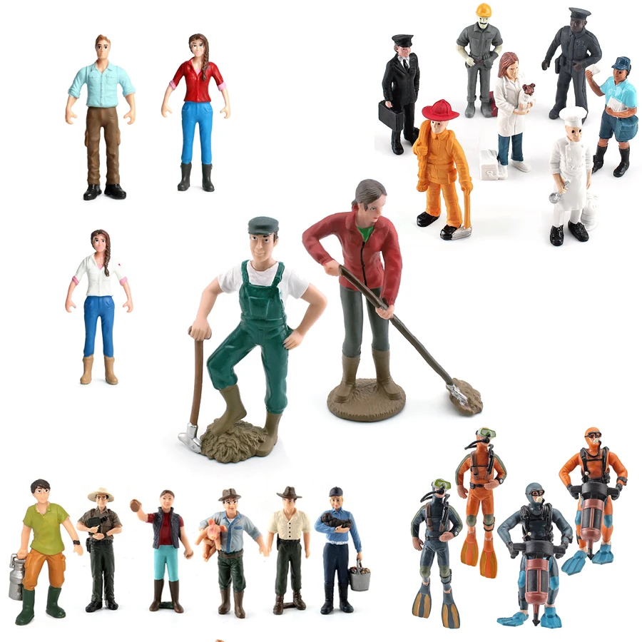 Model Kit Judge - Blaue-Kragen-Figur: Landwirtin, Taucher, Koch, Anwalt, Melker,