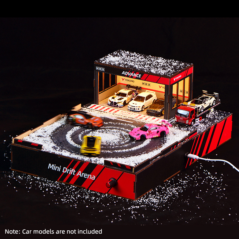 Model Kit Diorama - 1:64 Maßstab DIY Drift-Strecken-Diorama mit Drehbühne