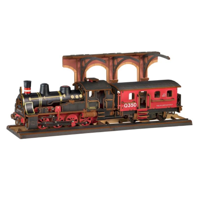 Model Kit Locomotive - Robotime Dampfzug-Modellbausätze, 3D-Holzpuzzles, Heimdekoration, Bastelgeschenke für