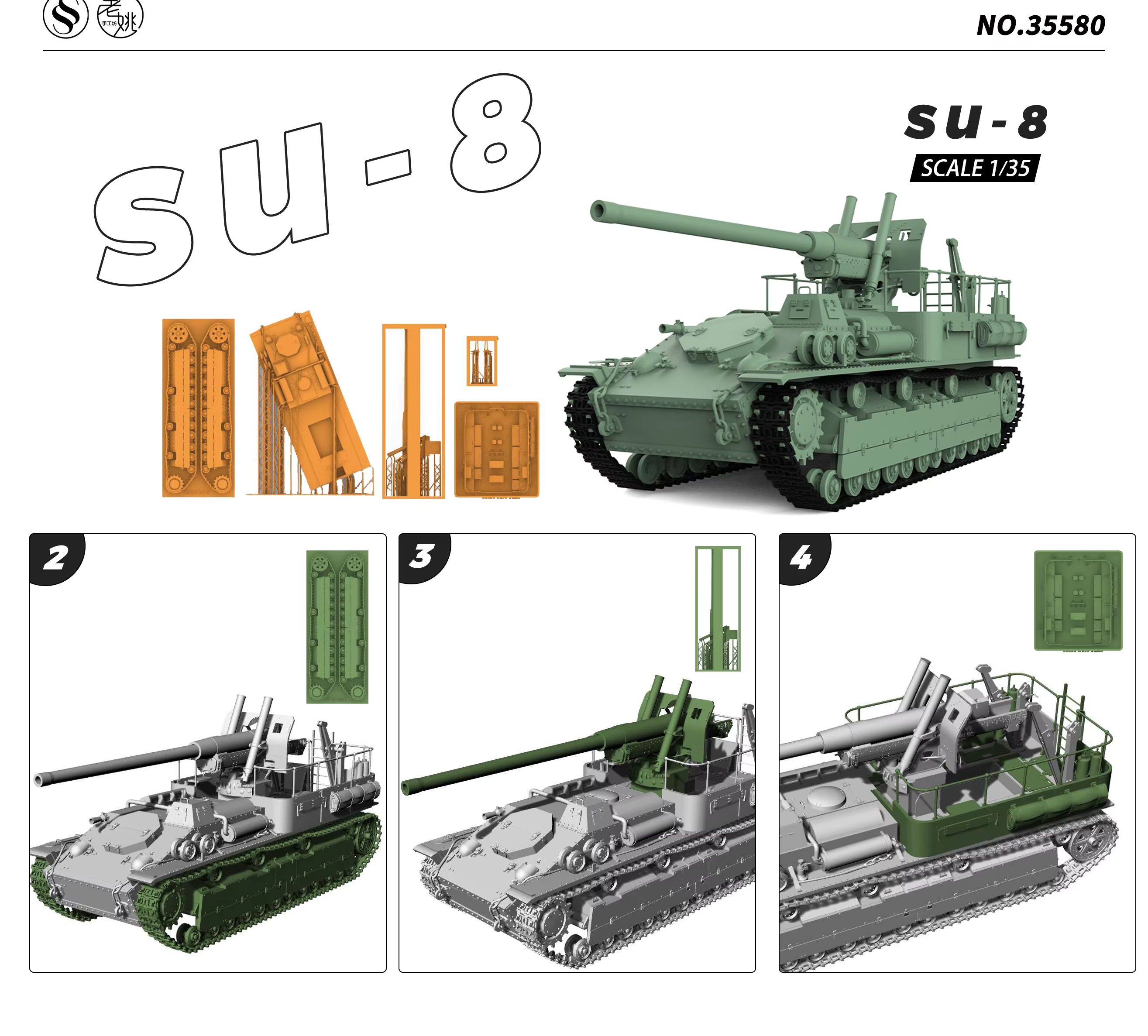 Model Kit Destroyer - Sowjetischer SU-8 Panzerabwehrjäger MRY-SFW SS580 1/72